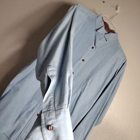 Vintage Chambray Shirt Blouse Pleated Button up Size 8 Cambridge Women's - Picture 10 of 14